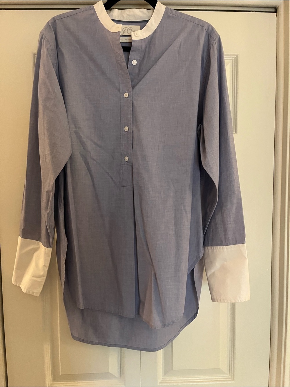 J. Crew Thomas Mason® collarless tunic with White Cuffs - Picture 2 of 7